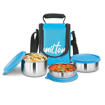 Milton Tasty Lunch - Steel Soft-line Tiffin - 3 Cont