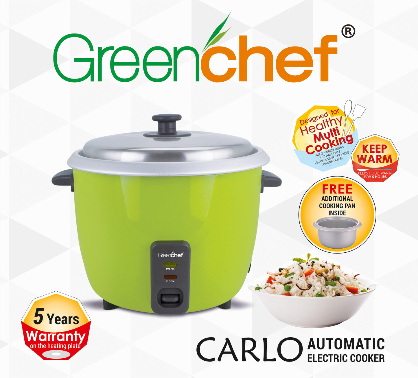 Greenchef Electric Rice Cooker - Carlo 2.8ltr