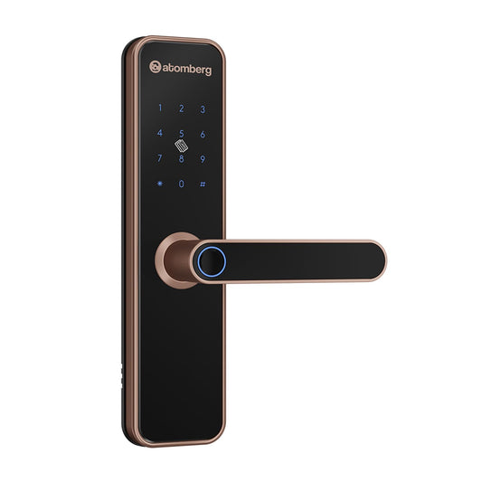 Atomberg Azhero Smart Door Lock | 6 Ways Unlocking | Fingerprint | PIN | Remote OTP | NFC Card | Atomberg App (Data Stored in India) | Key | 2 Stainless Steel Bolt | 2 Year Warranty