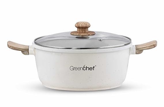 Greenchef Aluminium Die Cast Casserole with Glass Lid - Pebble