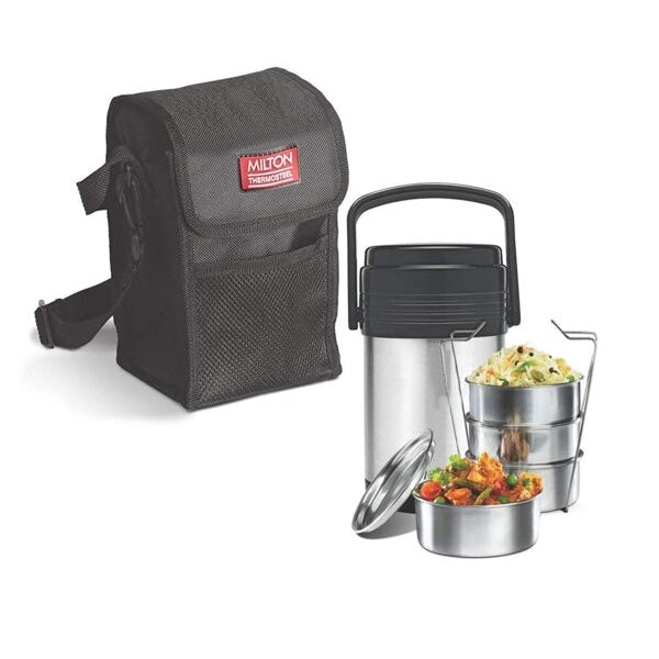 Milton SS Thermosteel Tiffin Hot Meal with Carry Case (Cont - 360ml Each)