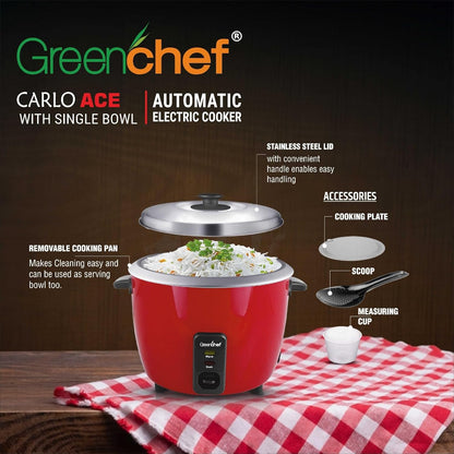 Greenchef Automatic Cooker Carlo Ace single Bowl 1.8L