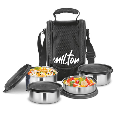 Milton Tasty Lunch - Steel Soft-line Tiffin - 3 Cont