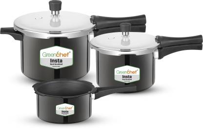 Greenchef Insta Combo 2 L, 3 L, 5 L Outer Lid Induction Bottom Pressure Cooker (Hard Anodized)