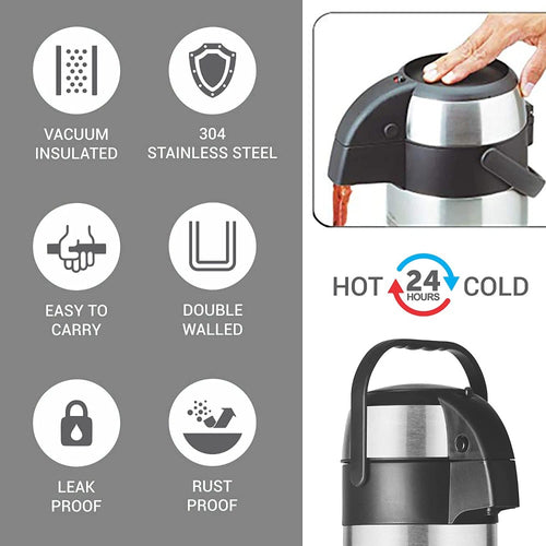 Milton SS Hot n Cold Flask Beverage Dispenser with Handle